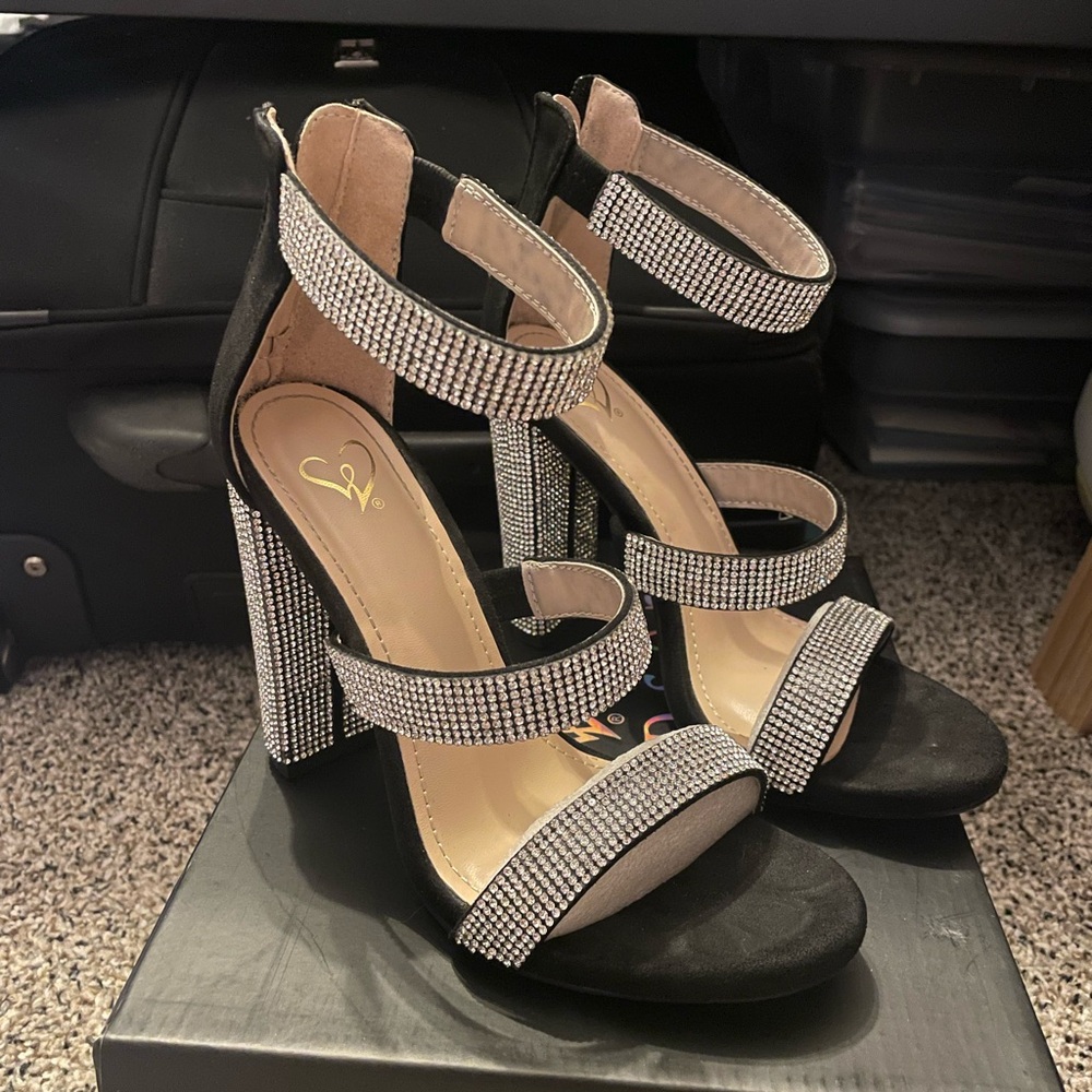 Windsor Black and Silver Strappy Heels